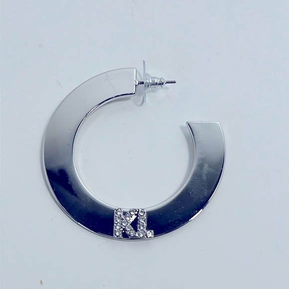 NWT Karl Lagerfeld Paris Hoop Earrings- Silver - Picture 2 of 5